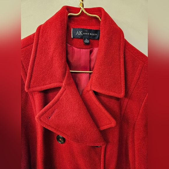 NWT - Anne Klein Wool Blend Red Pea Coat - Size XL - Picture 6 of 14
